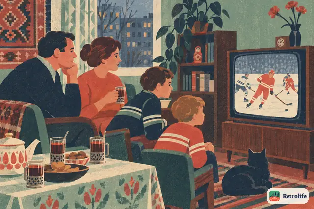 Millionen sehen im Fernsehen eine Serie von Eishockeyspielen gegen Kanada.