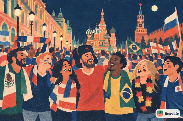 Die Fußball-WM findet in elf russischen Städten statt, und Fans füllen die Straßen.
