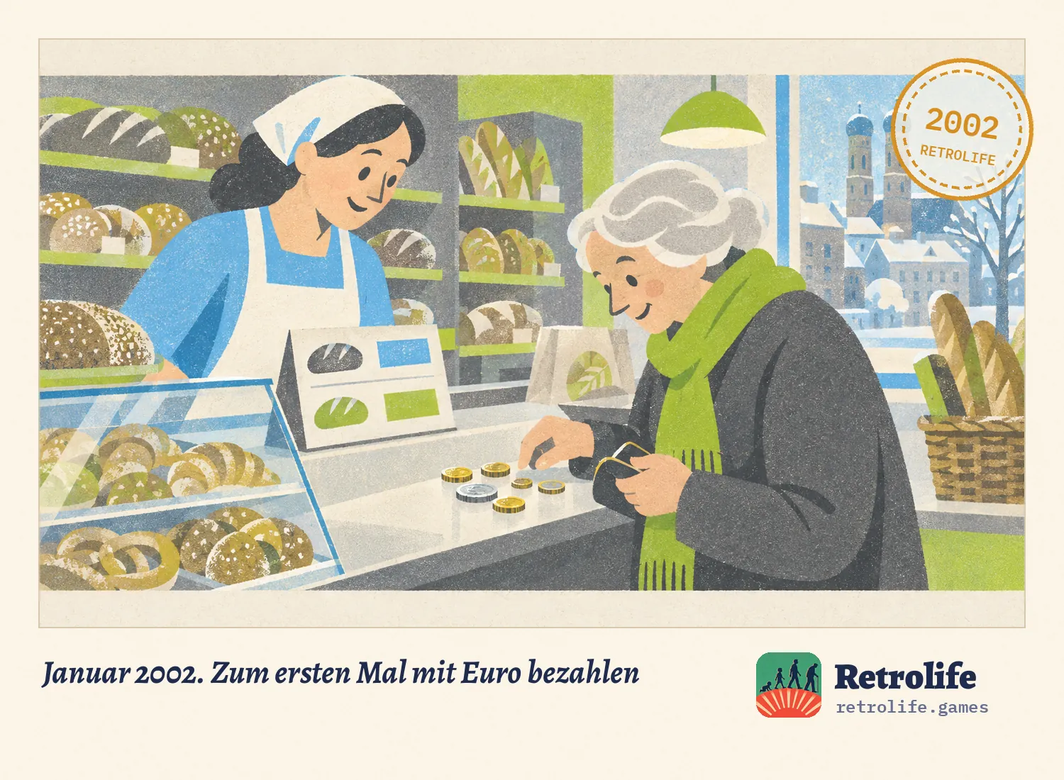 Januar 2002. Zum ersten Mal mit Euro bezahlen